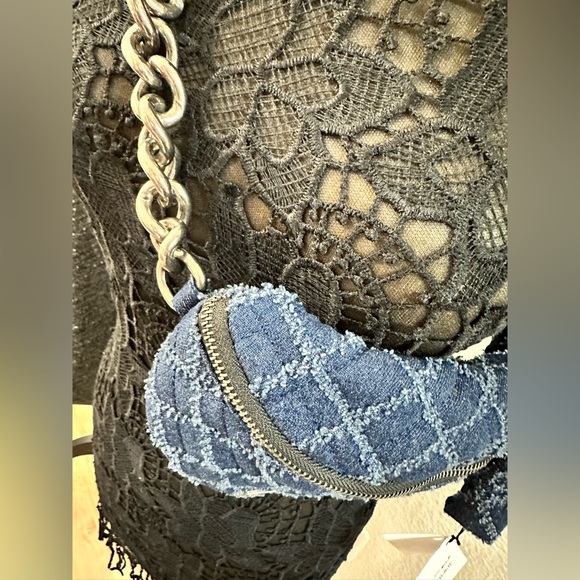 NWT Kurt Geiger Small Brixton Denim Quilt Belt Bag - Picture 11 of 14